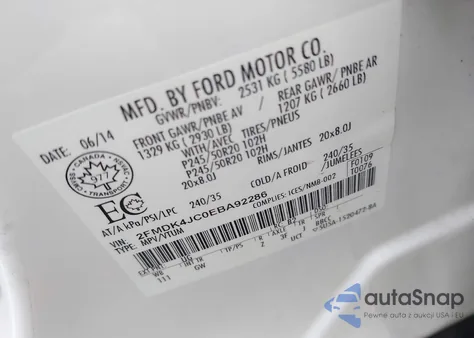 2014 Ford Edge Sel z USA, uszkodzony, nr VIN 2FMDK4JC0EBA92286